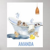 Cute Bubble Bath Puppies Kitten Bath Decor Poster (Voorkant)