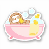 Cute Bubble Bath Sloth Sticker (Voorkant)