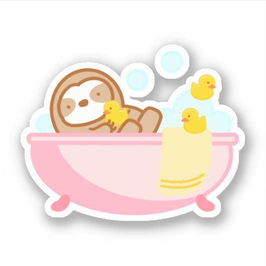 Cute Bubble Bath Sloth Sticker (Voorkant)