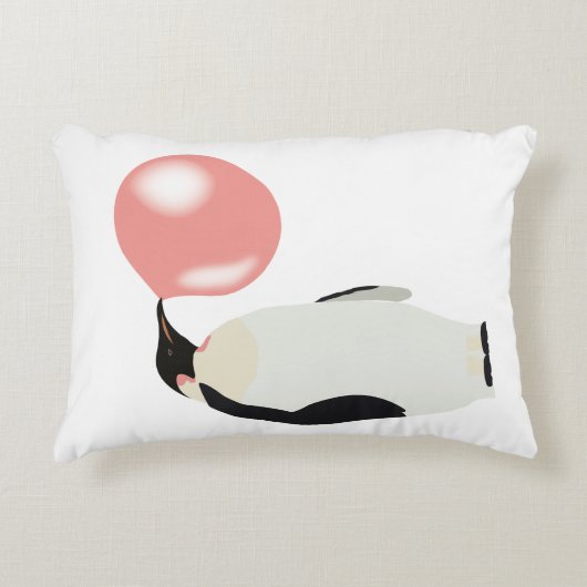 Cute Bubble Gum Penguin Blowble Bubble Accent Kussen (Voorkant)