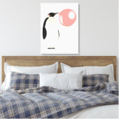 Cute Bubble Gum Penguin Blowble Bubble Canvas Afdruk (Insitu (Slaapkamer))