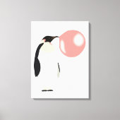 Cute Bubble Gum Penguin Blowble Bubble Canvas Afdruk (Voorkant)