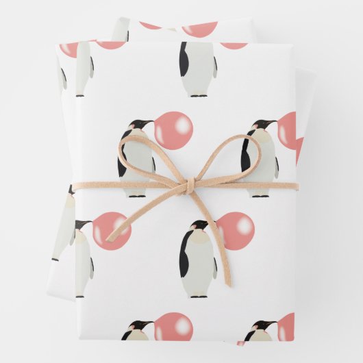 Cute Bubble Gum Penguin Blowble Bubble Inpakpapier Vel (In situ)