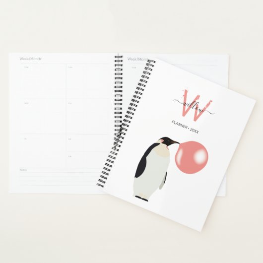 Cute Bubble Gum Penguin Blowble Bubble Planner (Display)