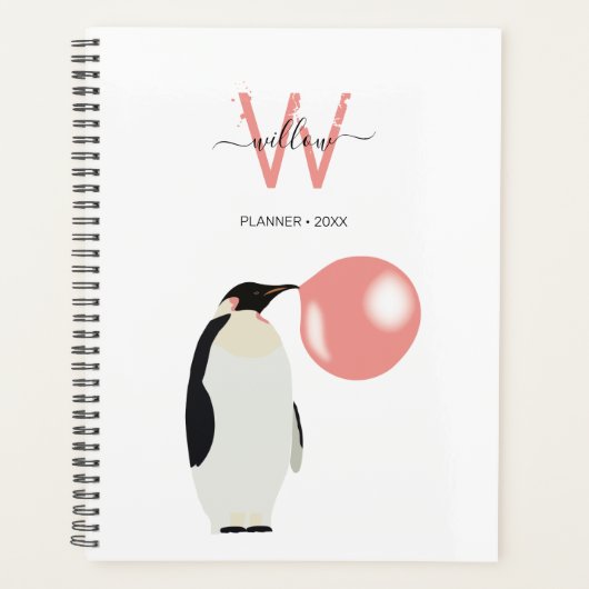Cute Bubble Gum Penguin Blowble Bubble Planner (Voorkant)