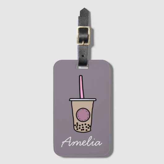 Cute bubble tea bagagelabel (Voorkant (verticaal))