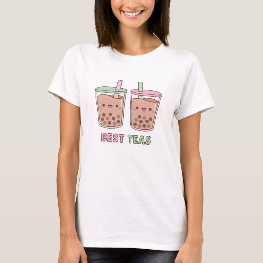 Cute Bubble Tea Best Teas Bestie T-Shirt (Voorkant)