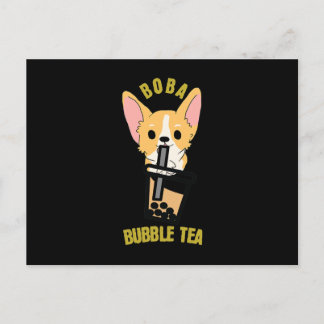 Cute Bubble Tea Boba Milk Tea Anime Corgi Briefkaart