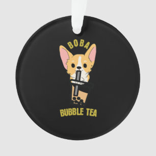 Cute Bubble Tea Boba Milk Tea Anime Corgi Ornament