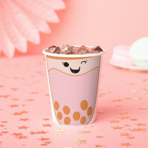 Cute Bubble Tea Boba Papieren Bekers