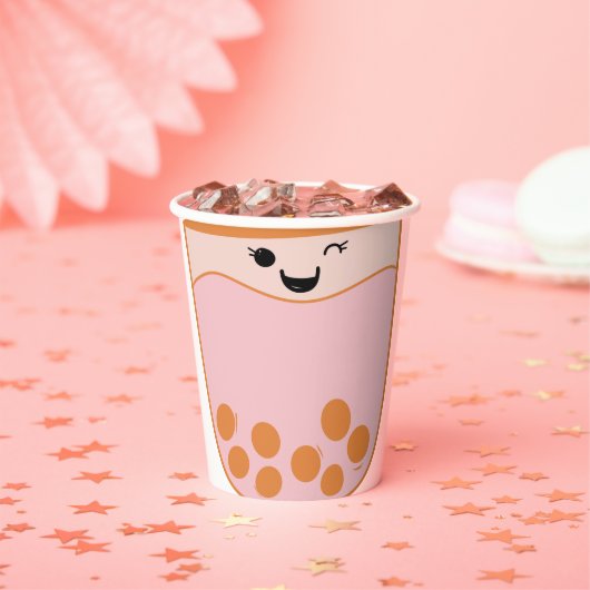 Cute Bubble Tea Boba Papieren Bekers (Insitu)
