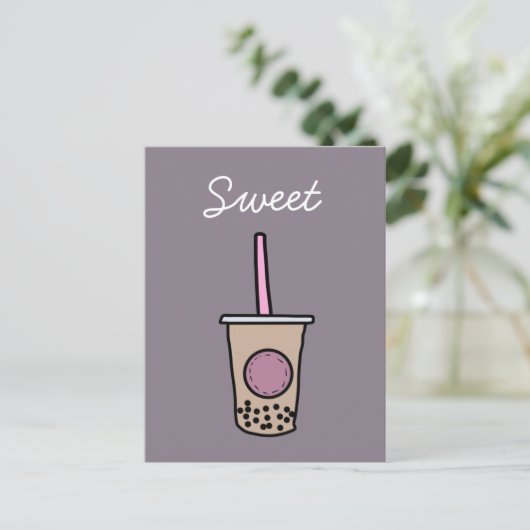 Cute bubble tea briefkaart (Staand voorkant)
