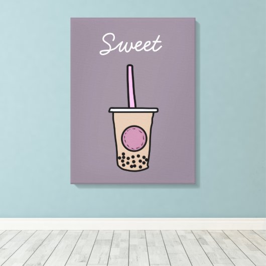 Cute bubble tea canvas afdruk (Insitu (Houten vloer))