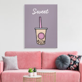 Cute bubble tea canvas afdruk (Insitu (Woonkamer))