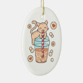 Cute Bubble Tea Cat Japanse Anime Pet Lover Keramisch Ornament (Rechts)