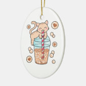 Cute Bubble Tea Cat Japanse Anime Pet Lover Keramisch Ornament (Links)