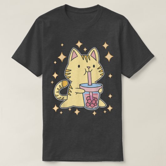 Cute Bubble Tea Kat Kawaii Boba Tea Cat Japan Sw T-shirt (Design voorkant)