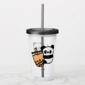 Cute Bubble Tea & Panda Beer Acryl Drinkbeker (Voorkant)