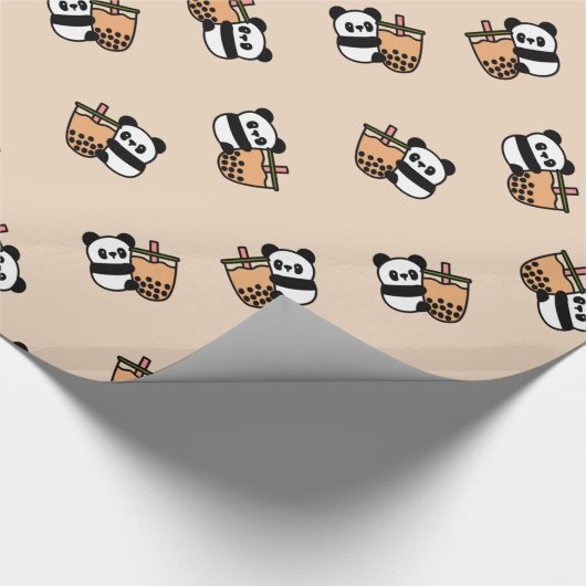 Cute Bubble Tea & Panda Beer Cadeaupapier (Hoek)