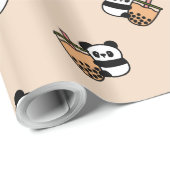 Cute Bubble Tea & Panda Beer Cadeaupapier (Rol Hoek)