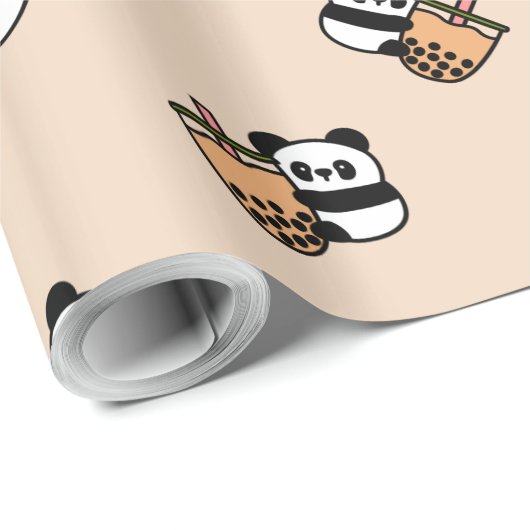 Cute Bubble Tea & Panda Beer Cadeaupapier (Rol Hoek)