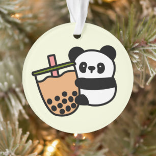 Cute Bubble Tea & Panda Beer Ornament