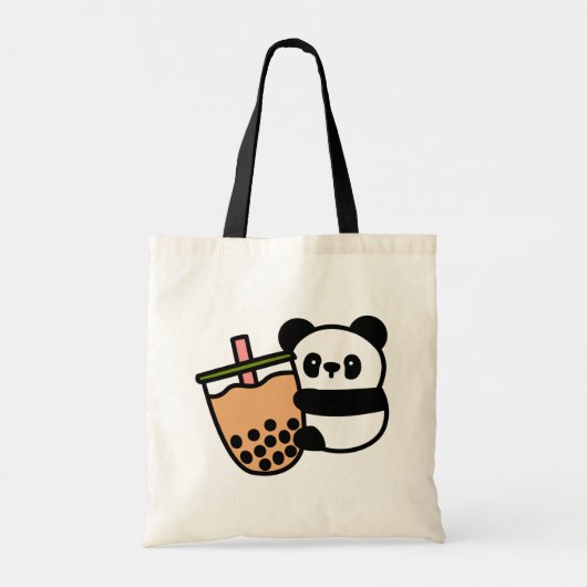 Cute Bubble Tea & Panda Beer Tote Bag (Achterkant)