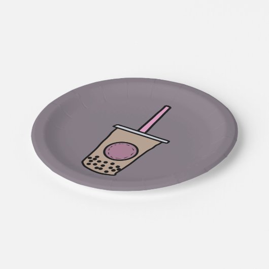 Cute bubble tea papieren bordje (Gekanteld)