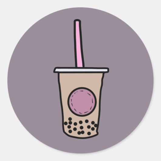 Cute bubble tea ronde sticker (Voorkant)