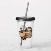 Cute Bubble Tea & Sloth Acryl Drinkbeker (Achterkant)