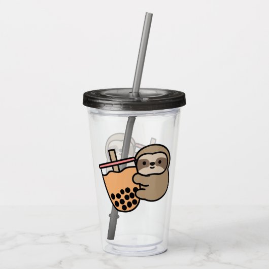 Cute Bubble Tea & Sloth Acryl Drinkbeker