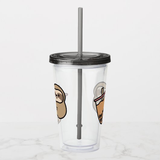 Cute Bubble Tea & Sloth Acryl Drinkbeker (Rechts)