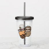 Cute Bubble Tea & Sloth Acryl Drinkbeker (Voorkant)