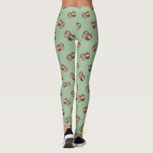 Cute Bubble Tea & Sloth Leggings (Achterkant)