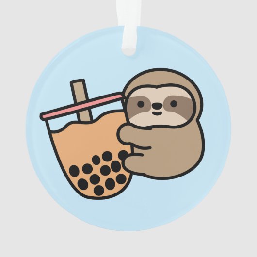 Cute Bubble Tea & Sloth Ornament (achterkant)