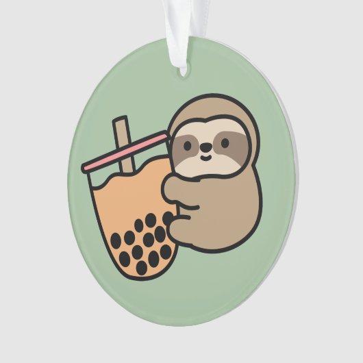 Cute Bubble Tea & Sloth Ornament (voorkant)