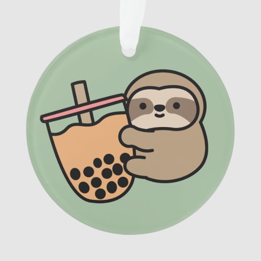 Cute Bubble Tea & Sloth Ornament (voorkant)