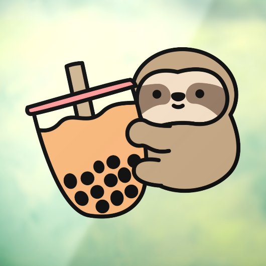 Cute Bubble Tea & Sloth Raamsticker (Vel 3)