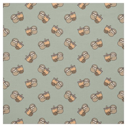 Cute Bubble Tea & Sloth Stof (Swatch)