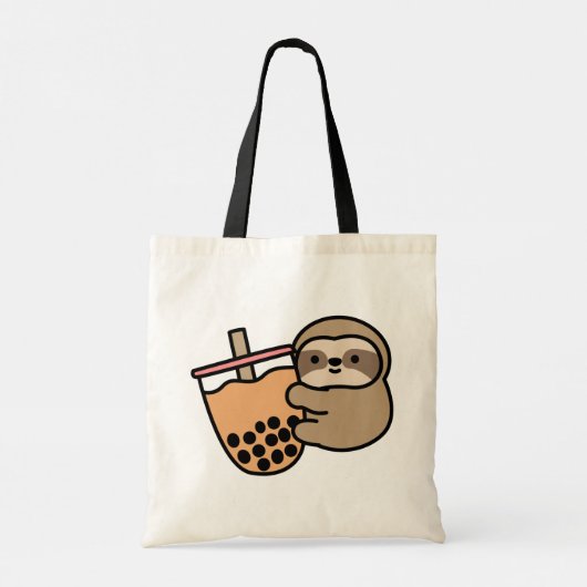 Cute Bubble Tea & Sloth Tote Bag (Achterkant)