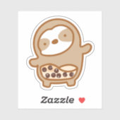 Cute Bubble Tea Sloth Vinyl Sticker (Vel)