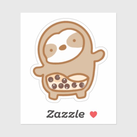 Cute Bubble Tea Sloth Vinyl Sticker (Vel)