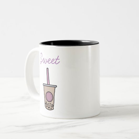 Cute bubble tea tweekleurige koffiemok (Voorkant links)