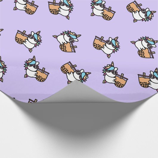 Cute Bubble Tea & Unicorn Cadeaupapier (Hoek)