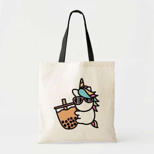 Cute Bubble Tea & Unicorn Tote Bag (Voorkant)