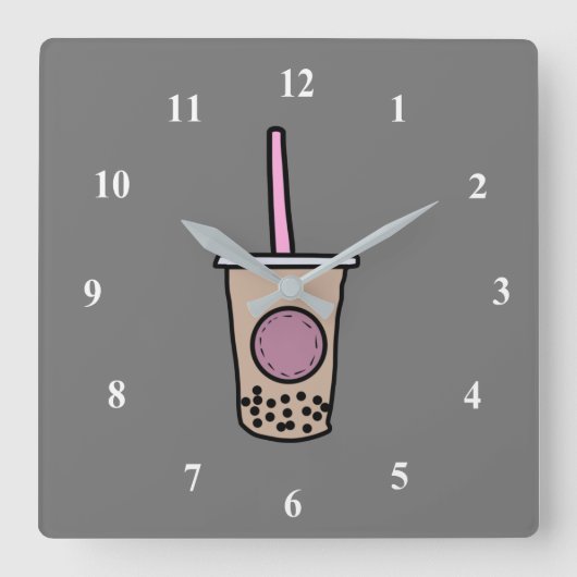 Cute bubble tea vierkante klok (Voorkant)
