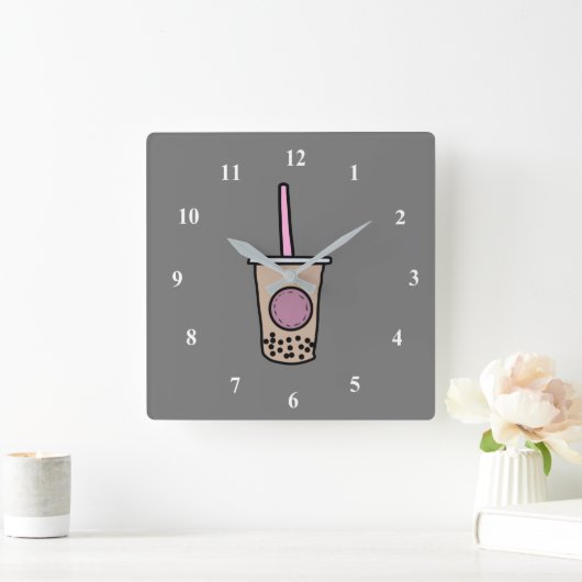 Cute bubble tea vierkante klok (Huis)