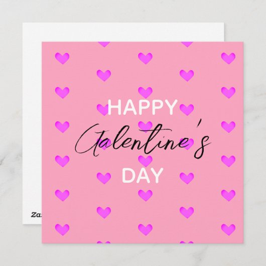 Cute Bubblegum roze hart Happy Galentines Day Feestdagenkaart (Voorkant / Achterkant)