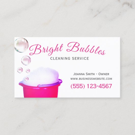 Cute Bubbles Bucket Cleaning Housecleaning Service Visitekaartje (Voorkant)