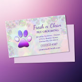 Cute Bubbles Incandescent Dog Paw Grooming Service Visitekaartje